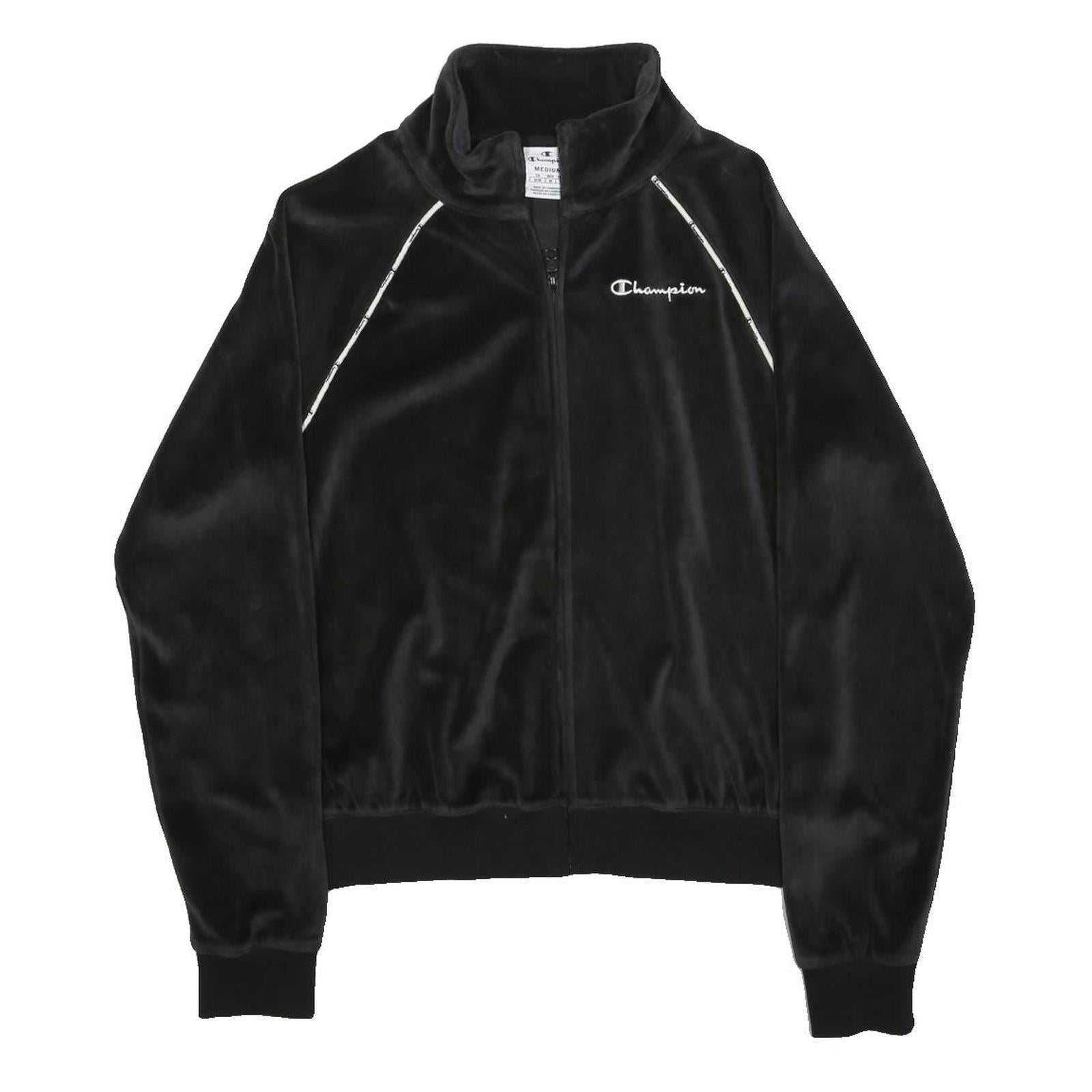 CHAMPION Womens Black Zip Jacket M Polyester Plain Casual Sportswear Track Top