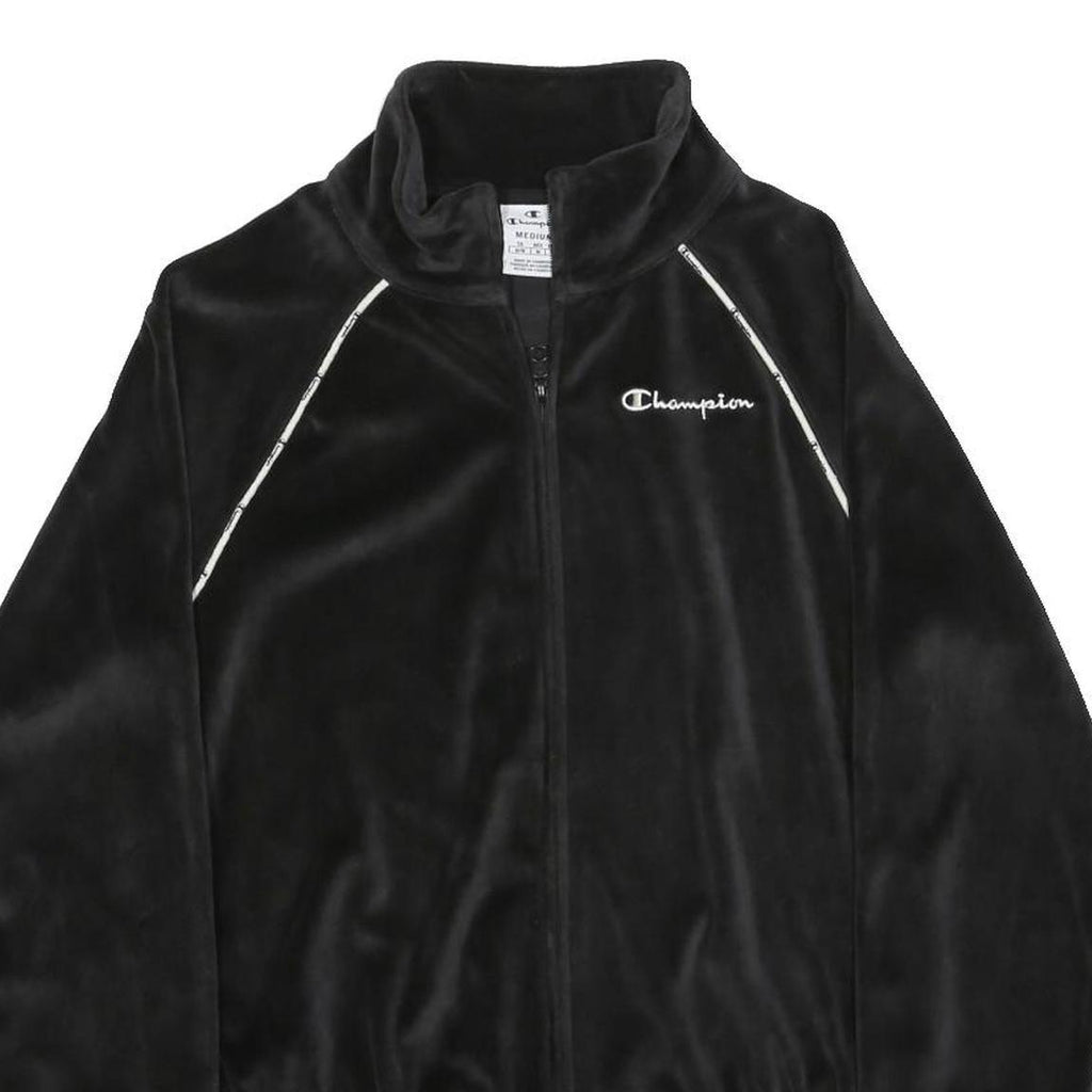 CHAMPION Womens Black Zip Jacket M Polyester Plain Casual Sportswear Track Top