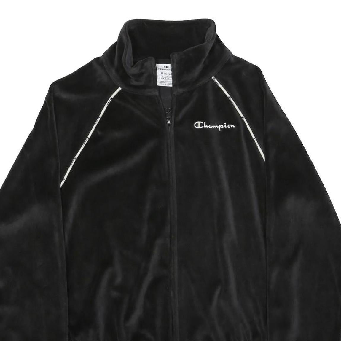 CHAMPION Womens Black Zip Jacket M Polyester Plain Casual Sportswear Track Top