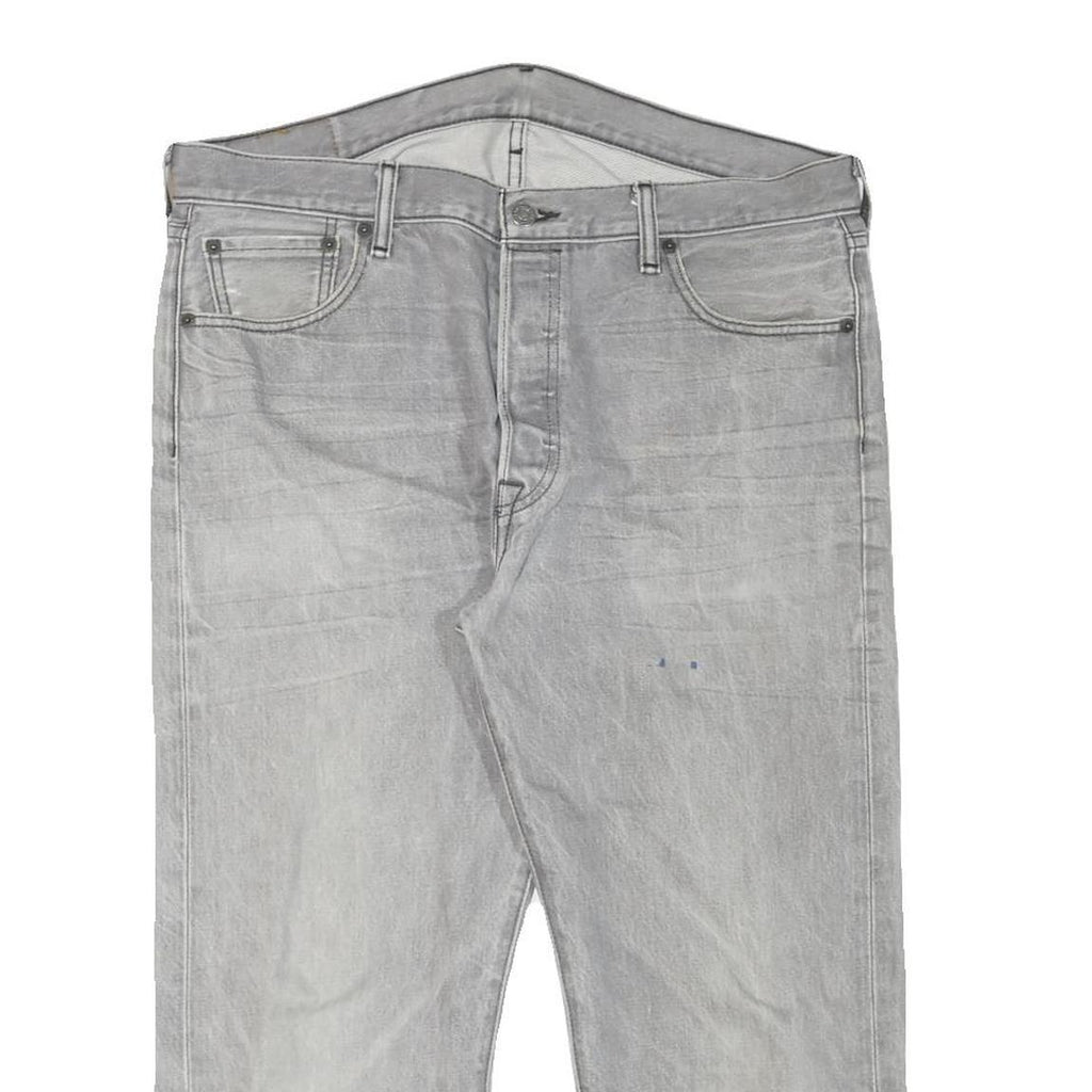 LEVI'S 501 Mens Jeans Grey Regular Straight Denim Light W36 L23 Button Closure