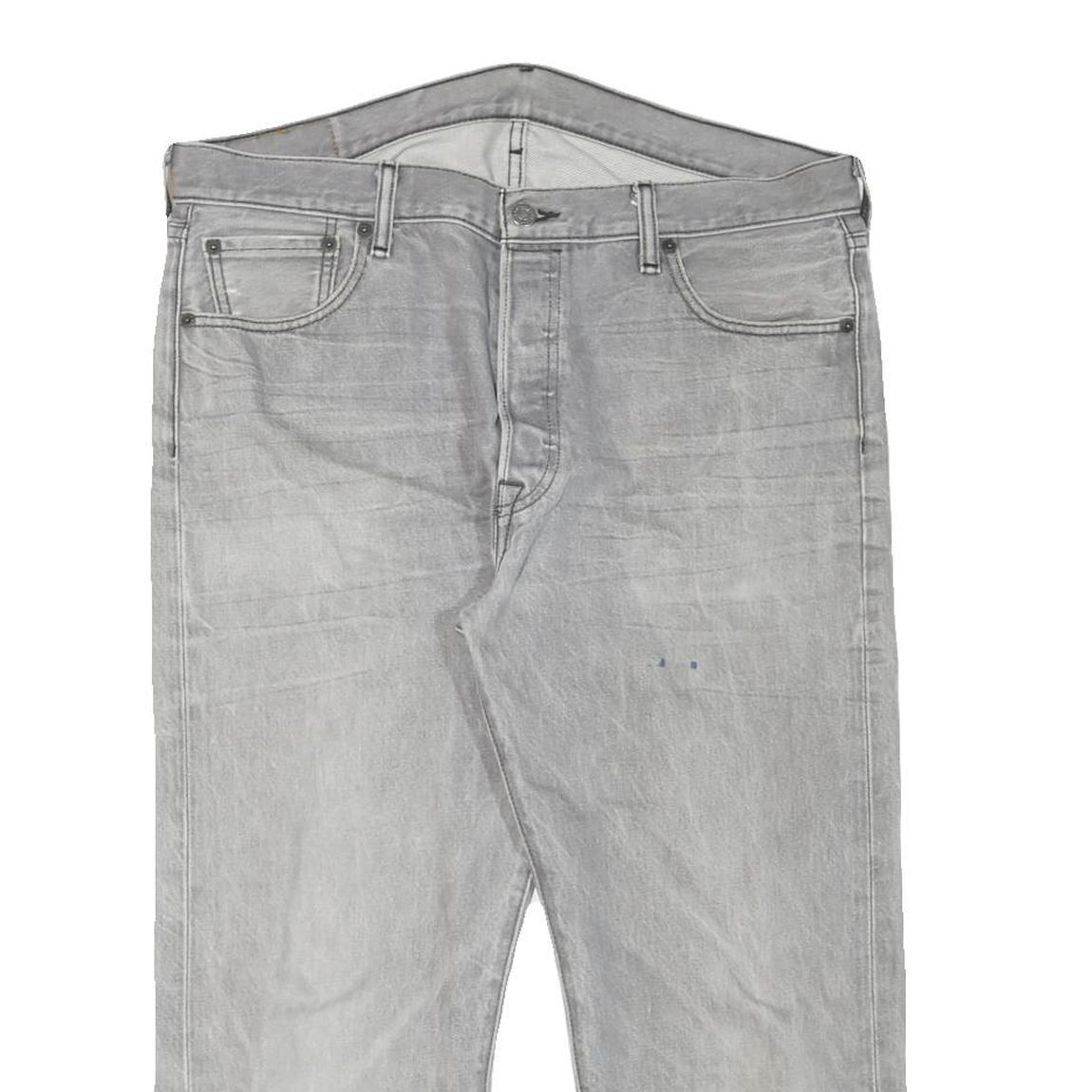 LEVI'S 501 Mens Jeans Grey Regular Straight Denim Light W36 L23 Button Closure