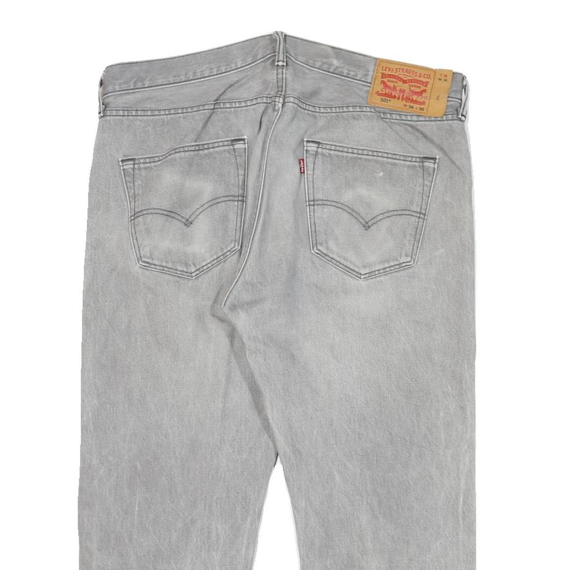 LEVI'S 501 Mens Jeans Grey Regular Straight Denim Light W36 L23 Button Closure