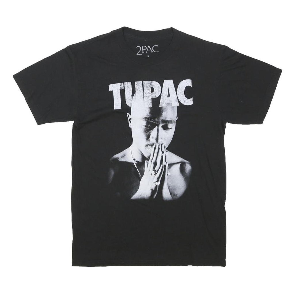 2PAC Mens Black 2PAC Graphic T-Shirt S Short Sleeve Crew Neck Cotton Blend