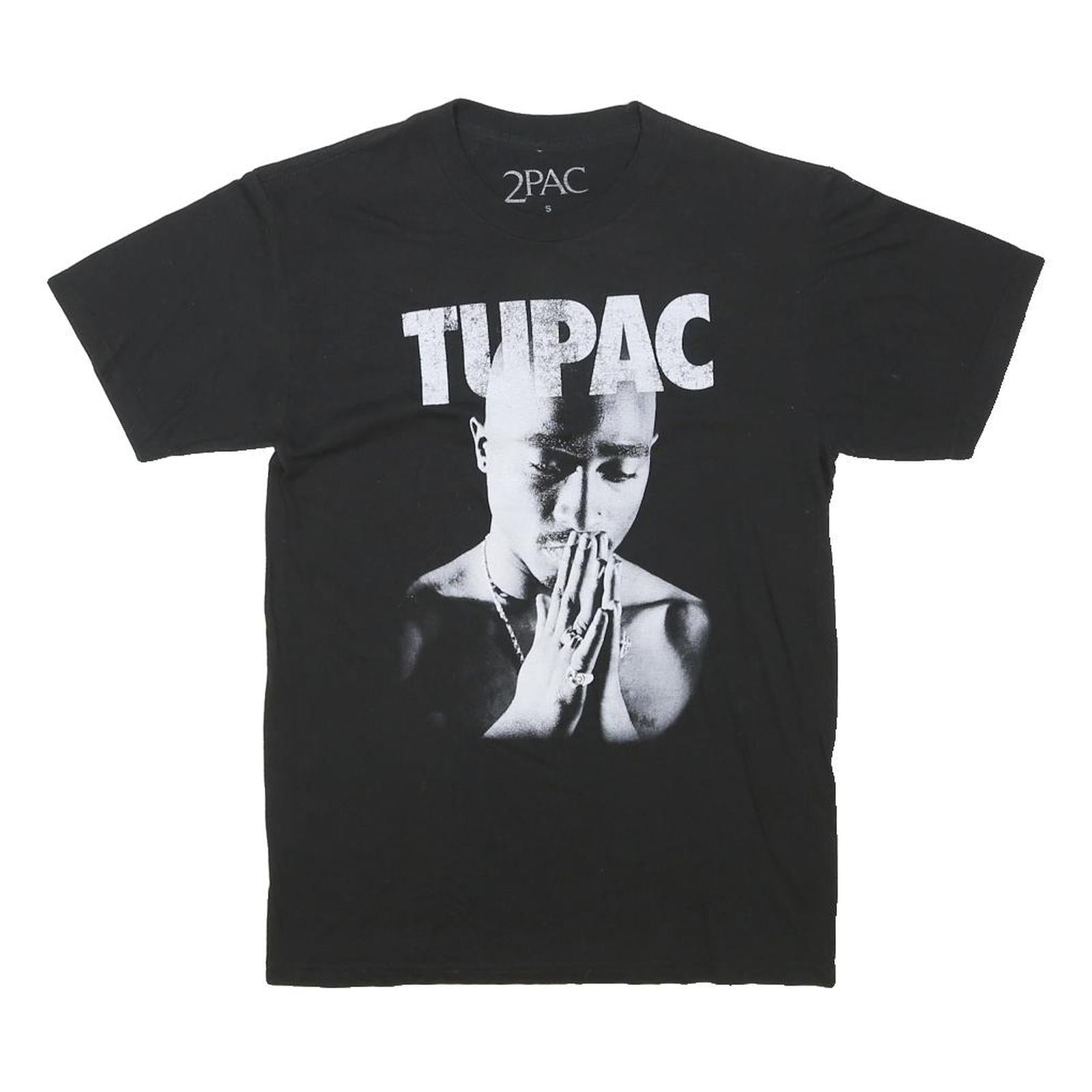 2PAC Mens Black 2PAC Graphic T-Shirt S Short Sleeve Crew Neck Cotton Blend