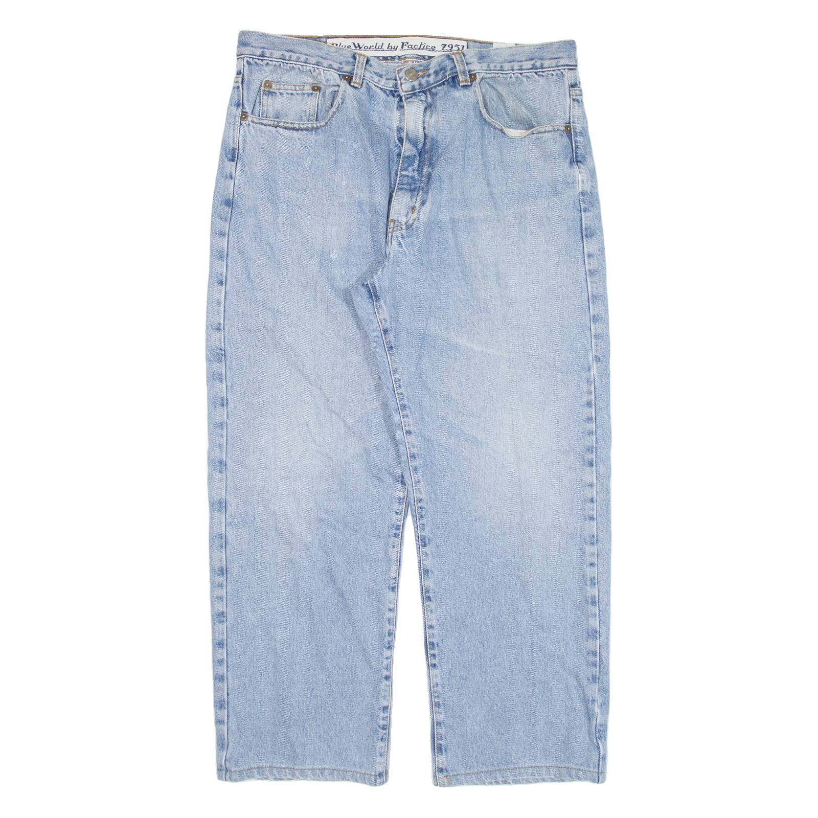 FACTICE Mens Jeans Blue Relaxed Straight W34 L24
