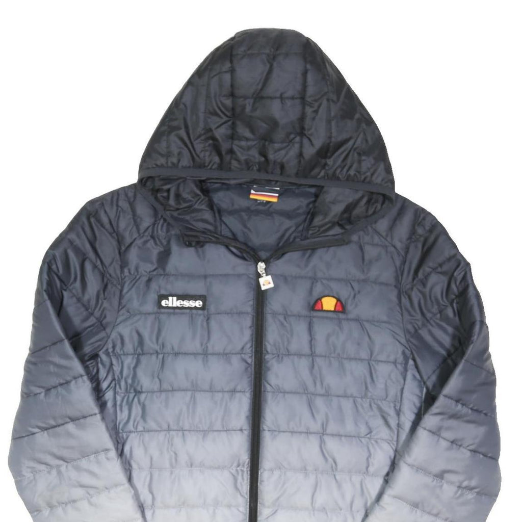 ELLESSE Mens Grey & White Ombre Zip Hooded Jacket S Polyester Blend Lightweight