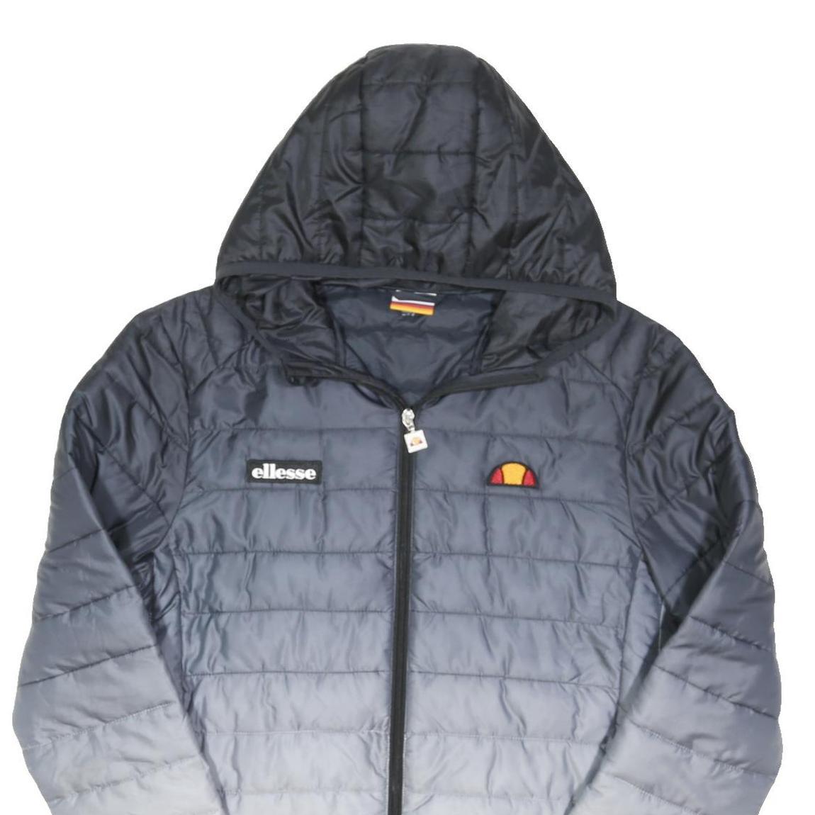 ELLESSE Mens Grey & White Ombre Zip Hooded Jacket S Polyester Blend Lightweight