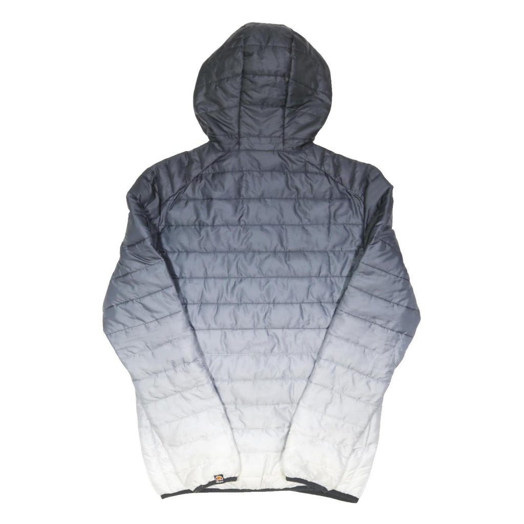 ELLESSE Mens Grey & White Ombre Zip Hooded Jacket S Polyester Blend Lightweight