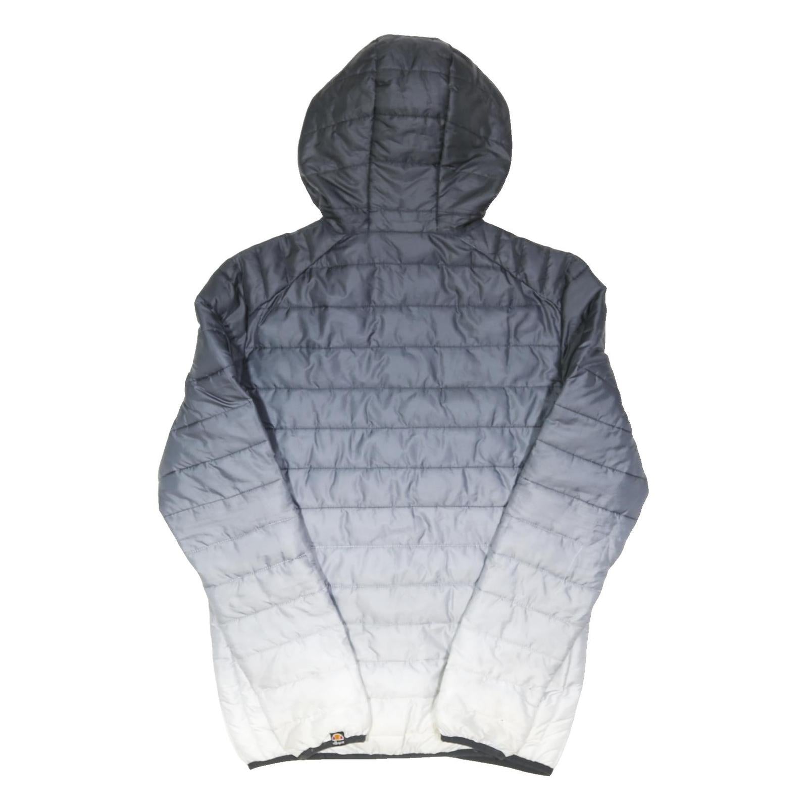 ELLESSE Mens Grey & White Ombre Zip Hooded Jacket S Polyester Blend Lightweight