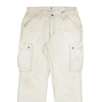 CARHARTT Mens Cotton Blend Beige Relaxed Cargo Trousers W34 L32 Zip Closure