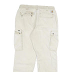 CARHARTT Mens Cotton Blend Beige Relaxed Cargo Trousers W34 L32 Zip Closure