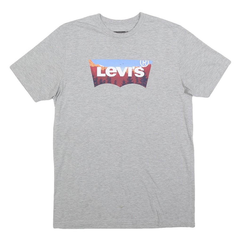 LEVI'S Mens Grey Graphic T-Shirt M Short Sleeve Crew Neck Cotton Blend Casual