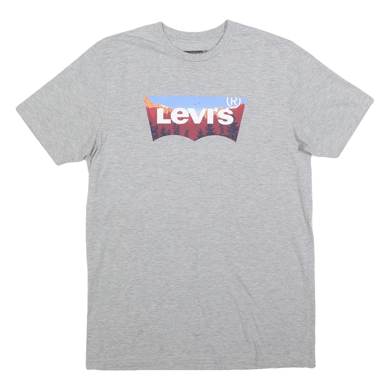LEVI'S Mens Grey Graphic T-Shirt M Short Sleeve Crew Neck Cotton Blend Casual