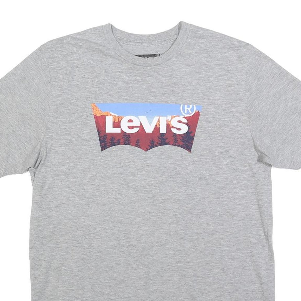 LEVI'S Mens Grey Graphic T-Shirt M Short Sleeve Crew Neck Cotton Blend Casual