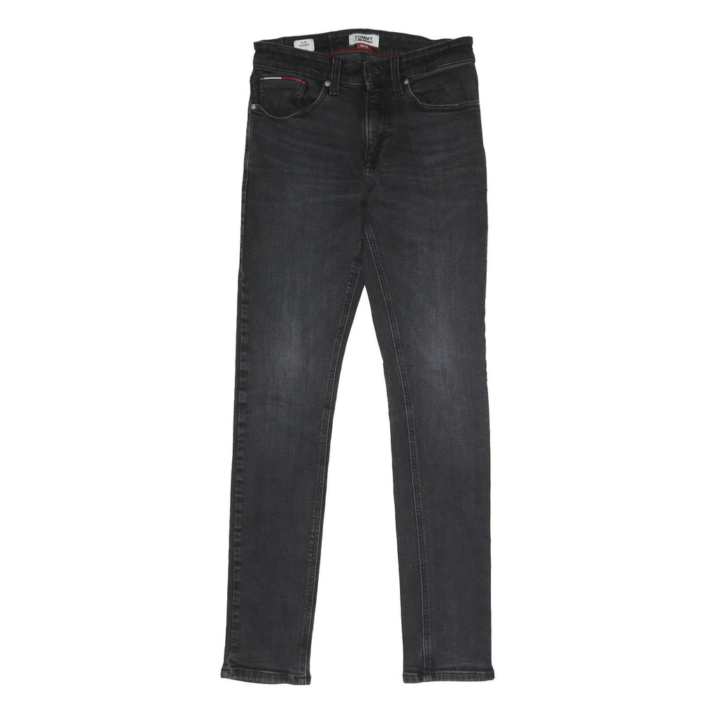 TOMMY JEANS Mens Slim Black Denim Skinny Jeans Cotton Blend W29 L32 Stylish