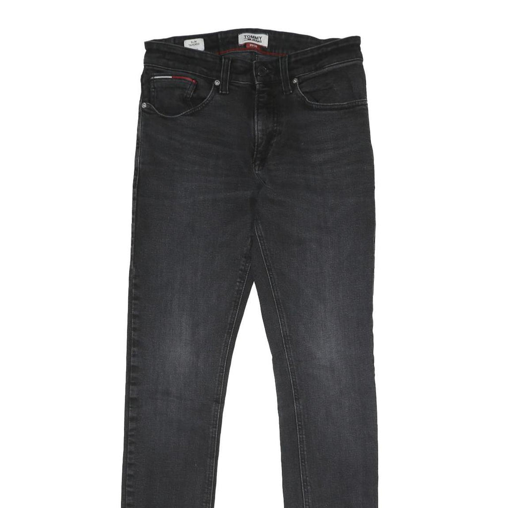 TOMMY JEANS Mens Slim Black Denim Skinny Jeans Cotton Blend W29 L32 Stylish