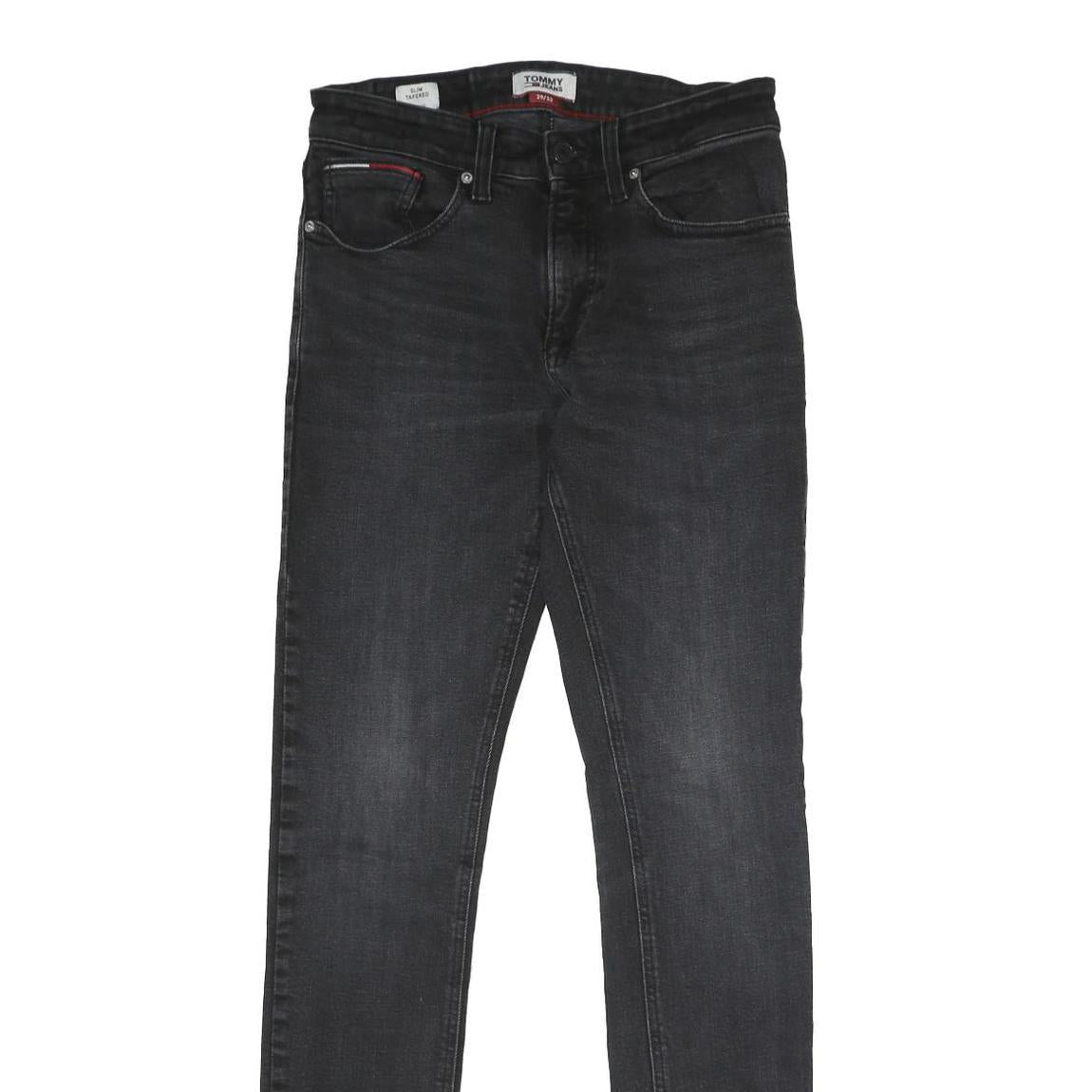 TOMMY JEANS Mens Slim Black Denim Skinny Jeans Cotton Blend W29 L32 Stylish