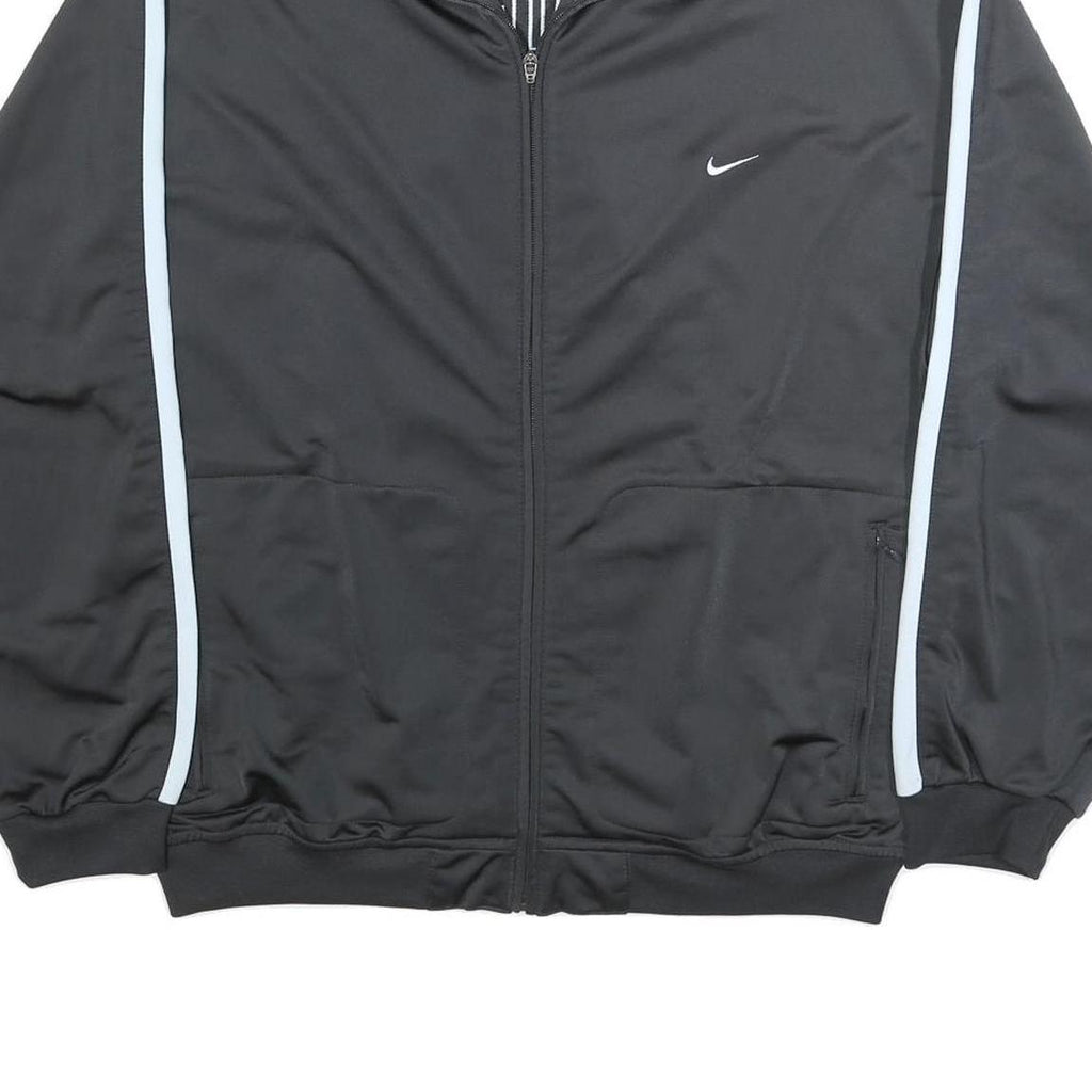 NIKE Mens Black & White Athletic Zip Up Polyester Jacket L Casual Sportswear