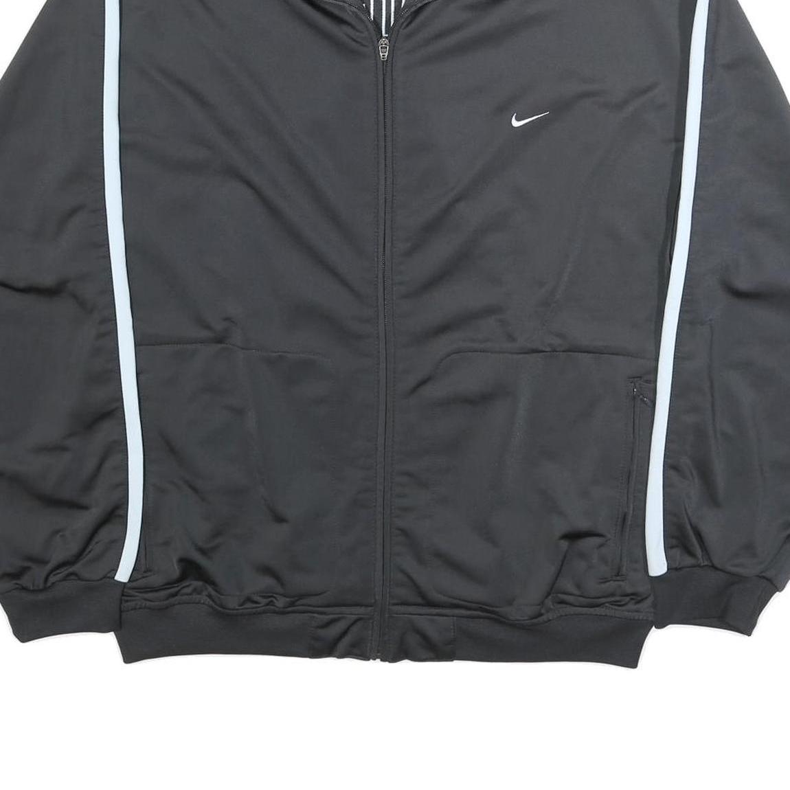 NIKE Mens Black & White Athletic Zip Up Polyester Jacket L Casual Sportswear