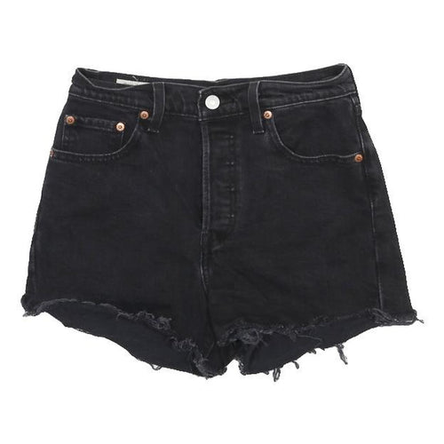 LEVI'S Womens Black Denim Cut-Off Shorts S W26 Frayed Hem Casual