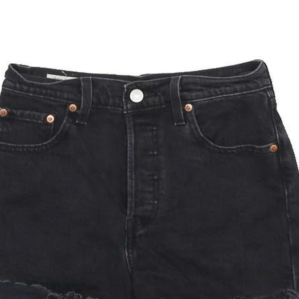 LEVI'S Womens Black Denim Cut-Off Shorts S W26 Frayed Hem Casual