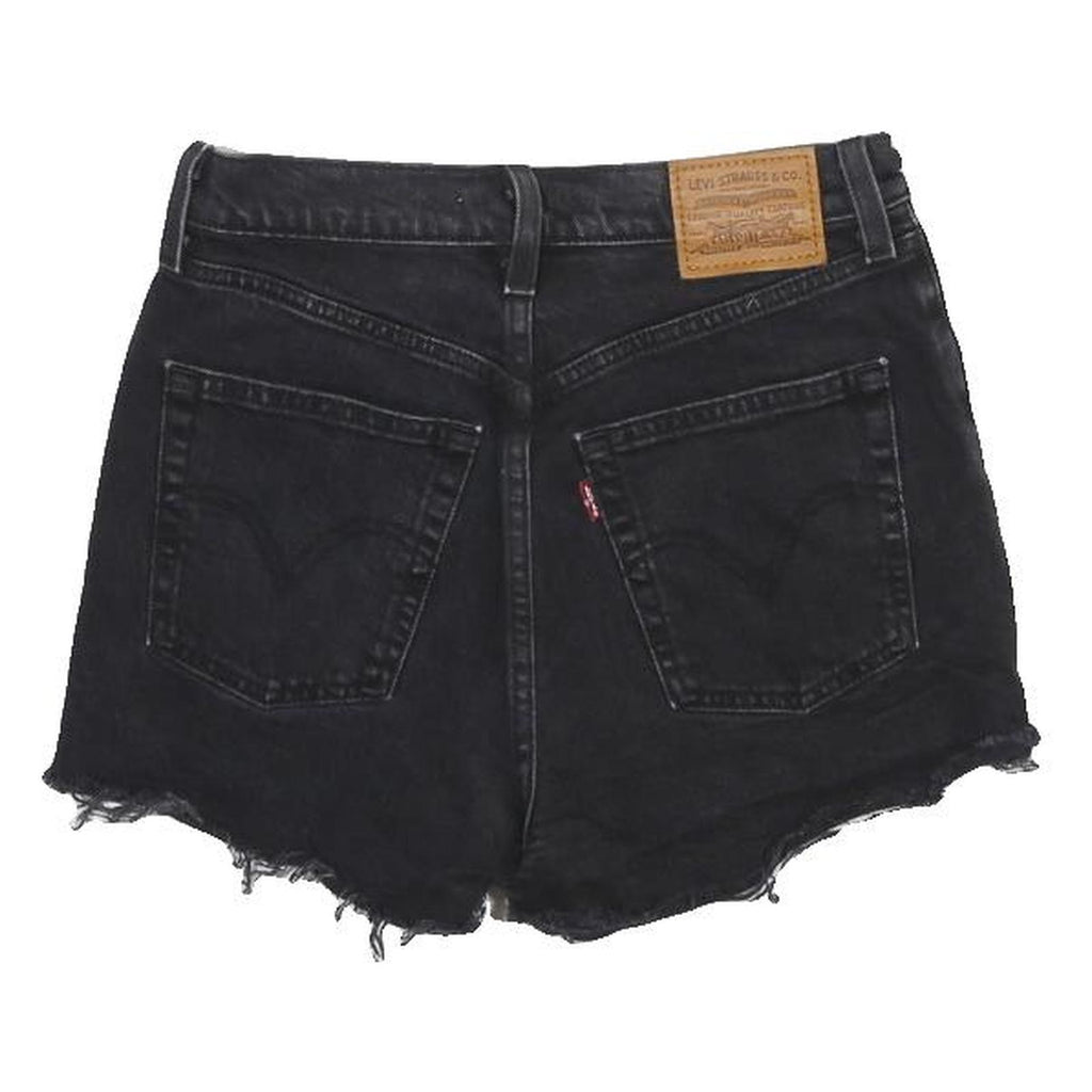 LEVI'S Womens Black Denim Cut-Off Shorts S W26 Frayed Hem Casual