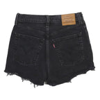 LEVI'S Womens Black Denim Cut-Off Shorts S W26 Frayed Hem Casual