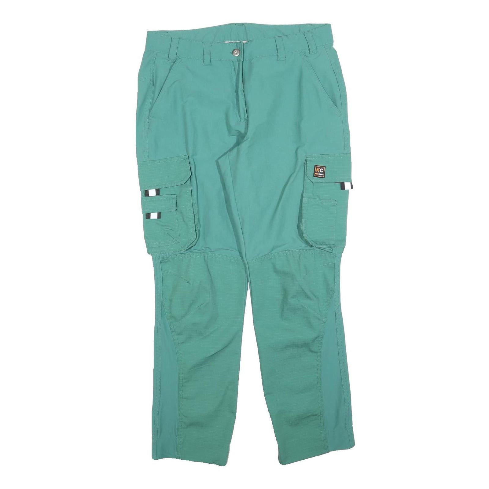 KING CRAFT Mens Polyester Blend Green Regular Cargo Trousers W32 L30 Workwear