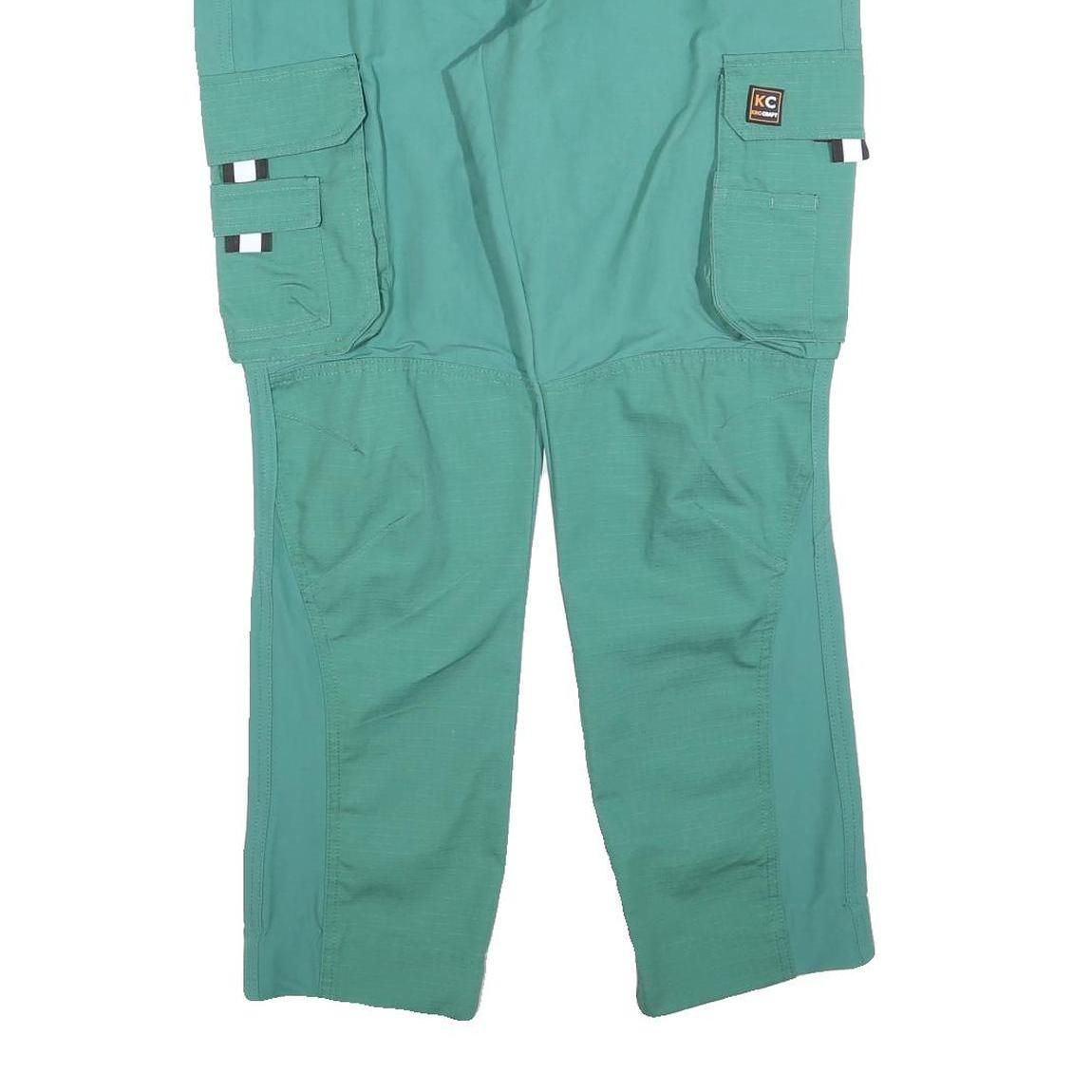 KING CRAFT Mens Polyester Blend Green Regular Cargo Trousers W32 L30 Workwear