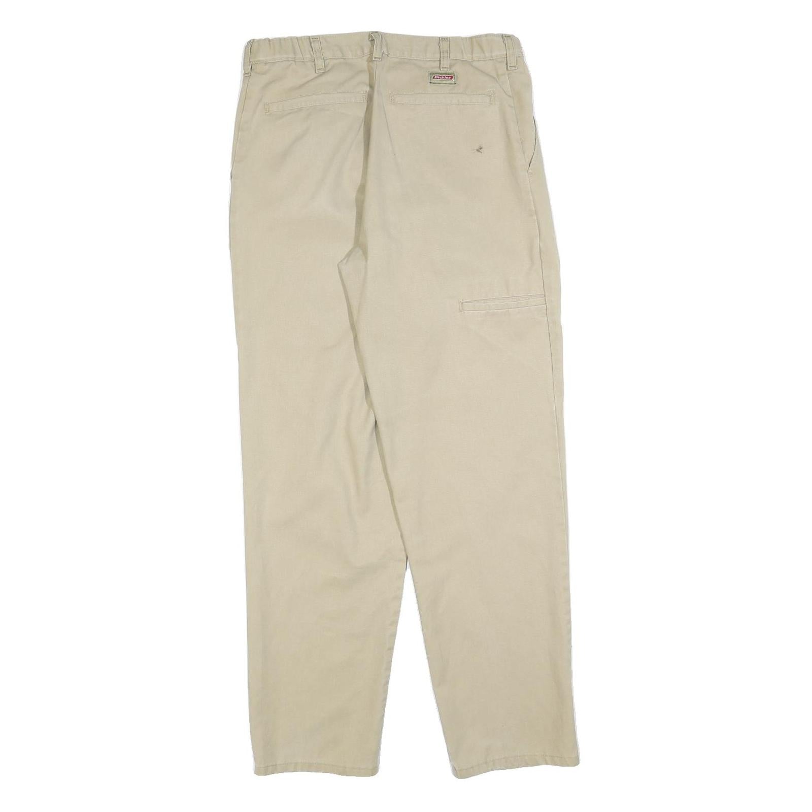 DICKIES Mens Cotton Blend Beige Relaxed Straight Trousers W30 L30 Workwear
