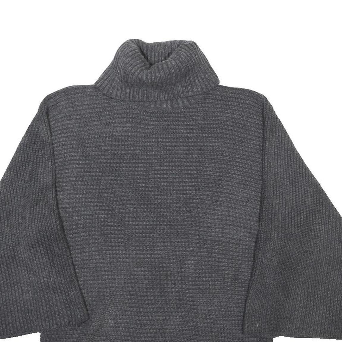 MARKS & SPENCER Womens Grey Plain Roll Neck Jumper Acrylic Blend UK 14