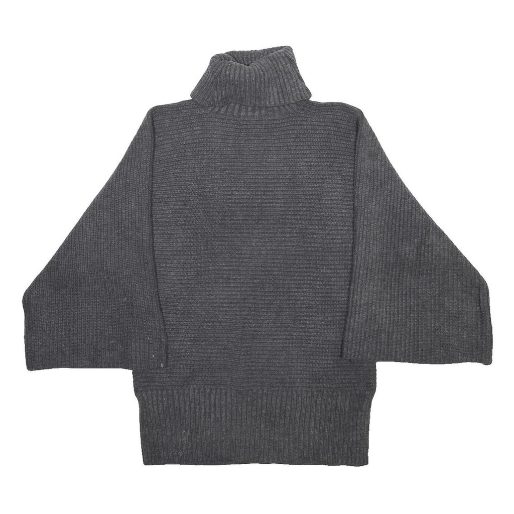 MARKS & SPENCER Womens Grey Plain Roll Neck Jumper Acrylic Blend UK 14