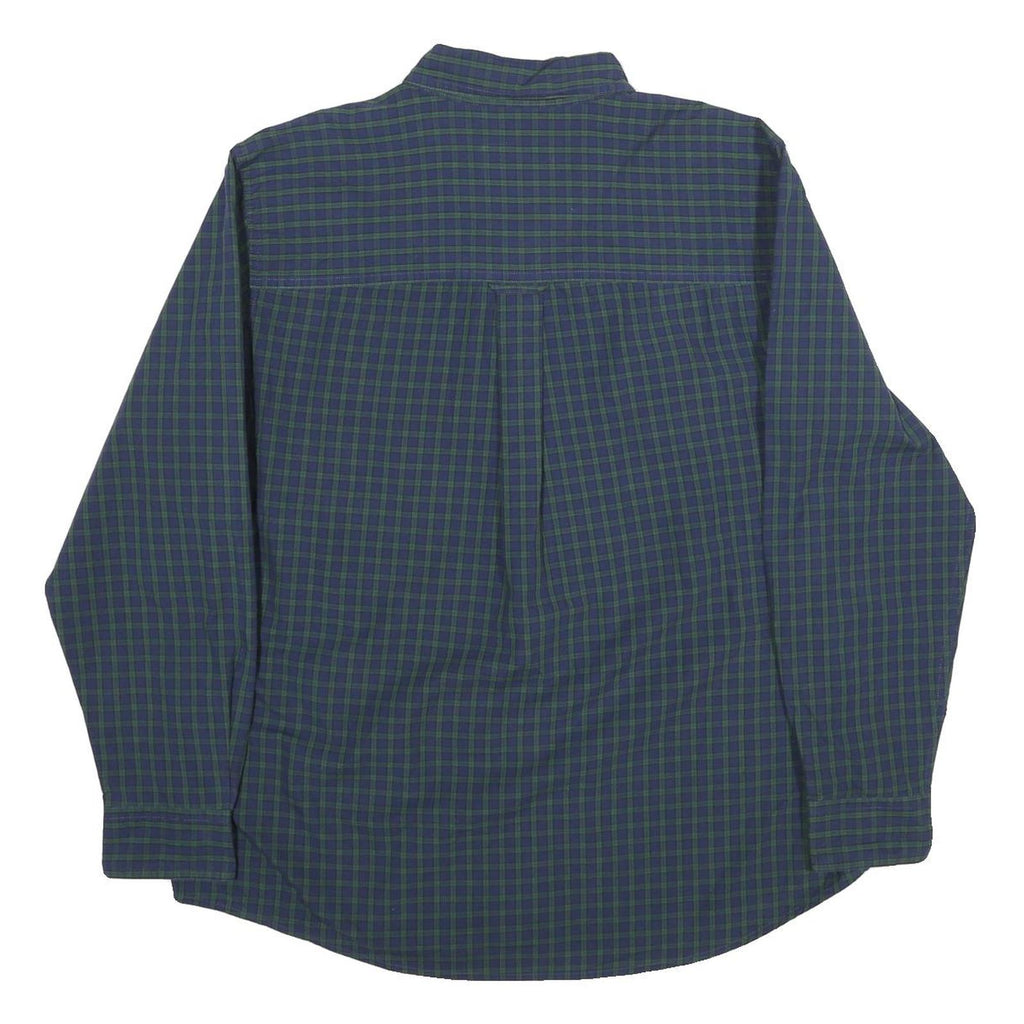 CHAPS Mens Blue & Green Checked Shirt L Button-Down Cotton Casual Long Sleeve