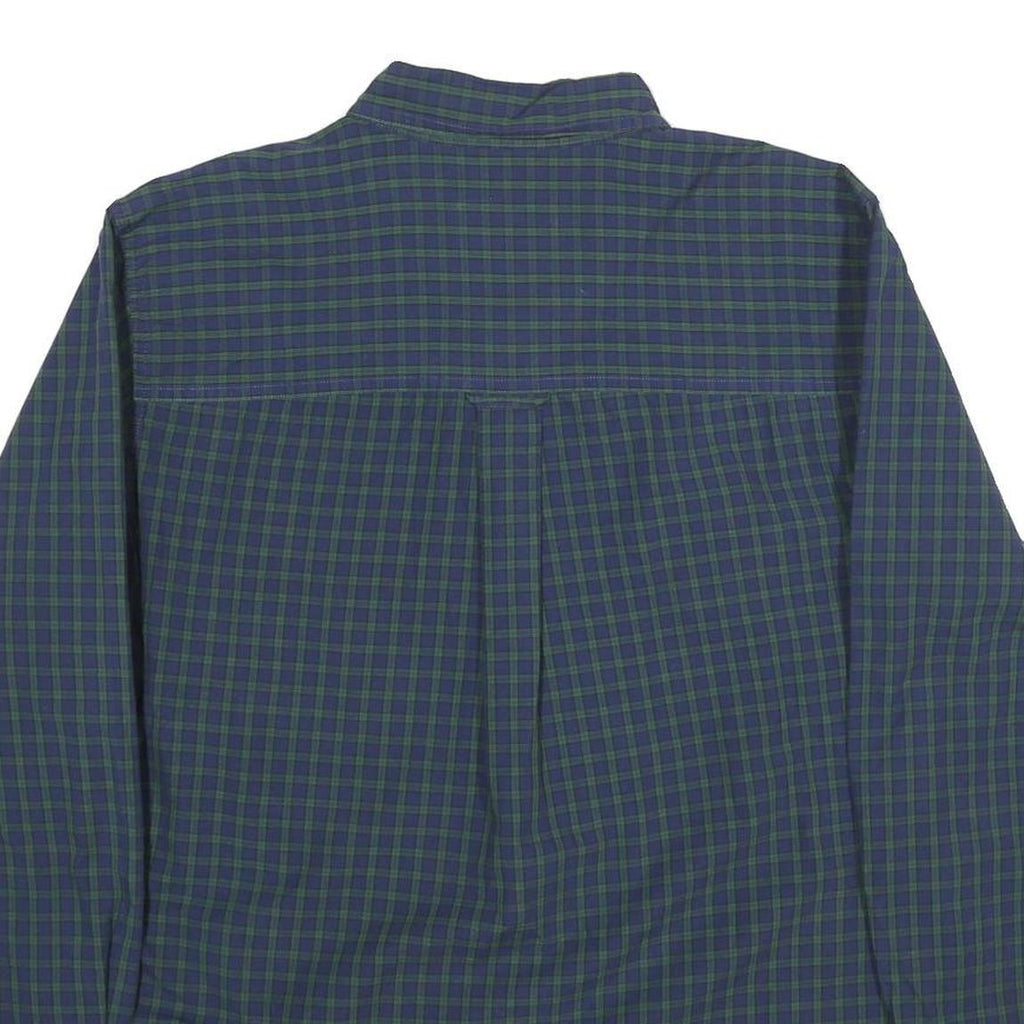 CHAPS Mens Blue & Green Checked Shirt L Button-Down Cotton Casual Long Sleeve