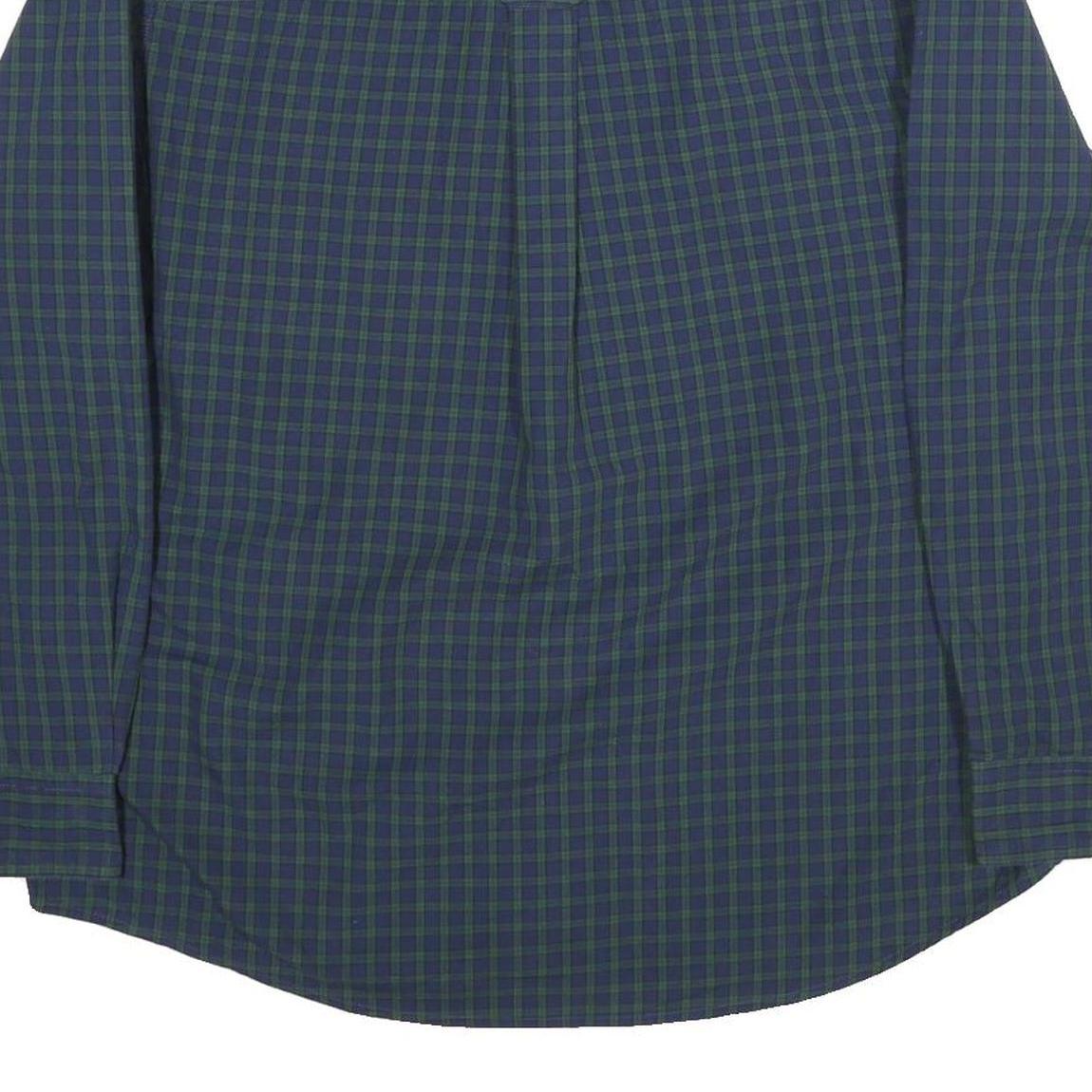 CHAPS Mens Blue & Green Checked Shirt L Button-Down Cotton Casual Long Sleeve