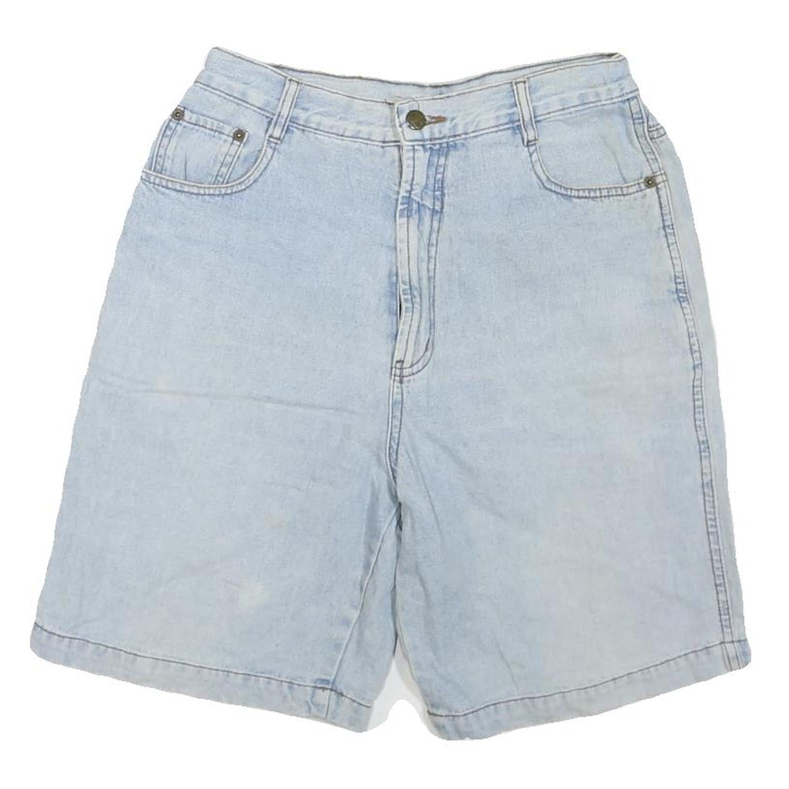 Mens Light Blue Casual Denim Shorts S W28 Cotton Blend Pockets Relaxed Fit