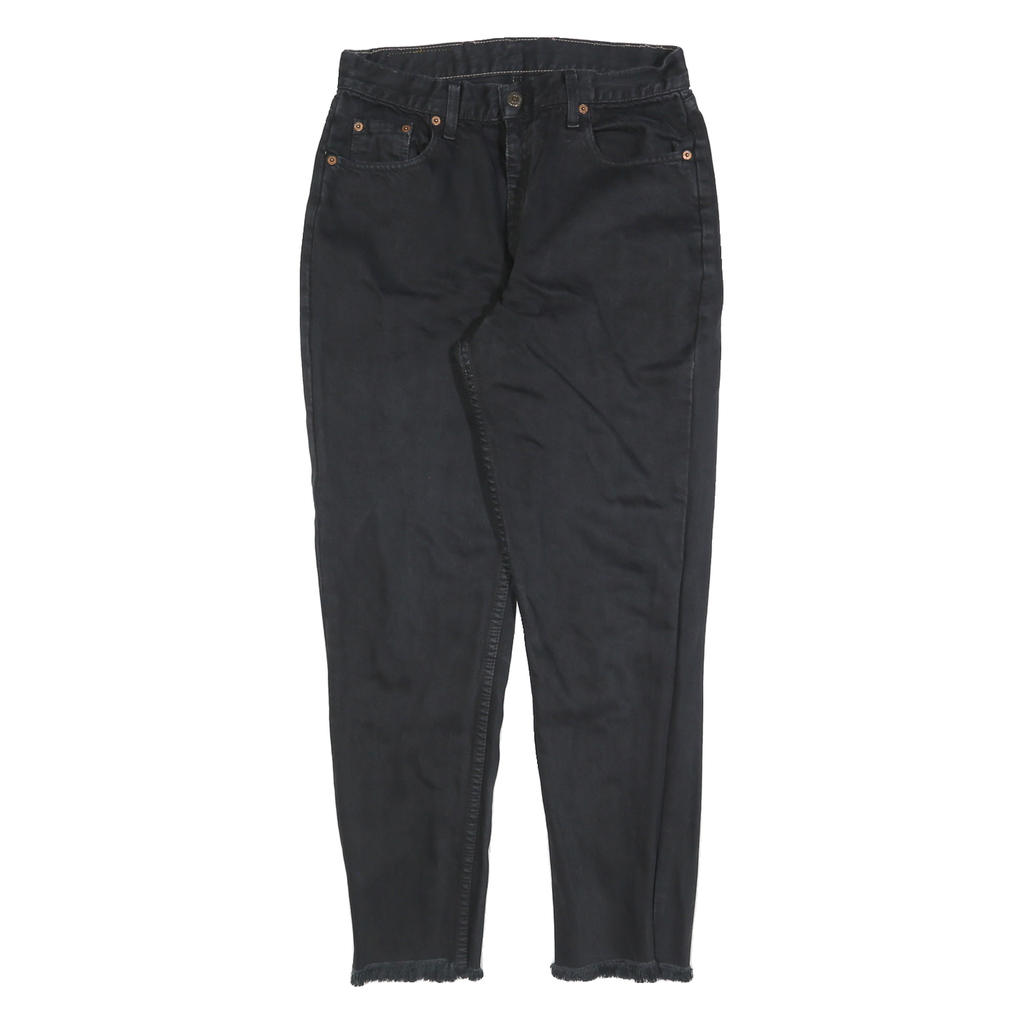 LEVIS Mens Black Slim Skinny Denim Raw W28 L28 Frayed Hem Cotton Zip Jeans