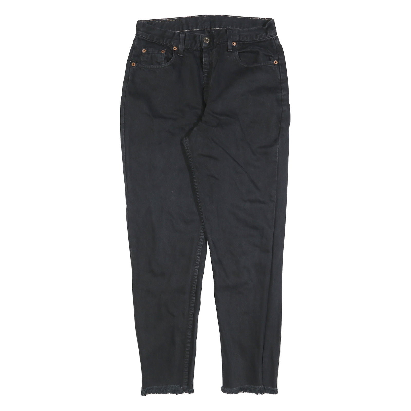 LEVIS Mens Black Slim Skinny Denim Raw W28 L28 Frayed Hem Cotton Zip Jeans