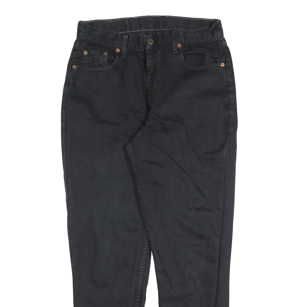 LEVIS Mens Black Slim Skinny Denim Raw W28 L28 Frayed Hem Cotton Zip Jeans