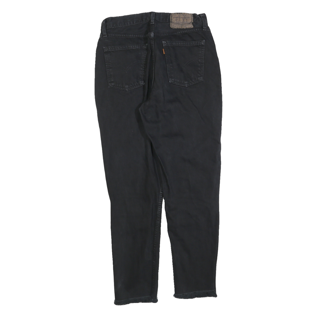 LEVIS Mens Black Slim Skinny Denim Raw W28 L28 Frayed Hem Cotton Zip Jeans