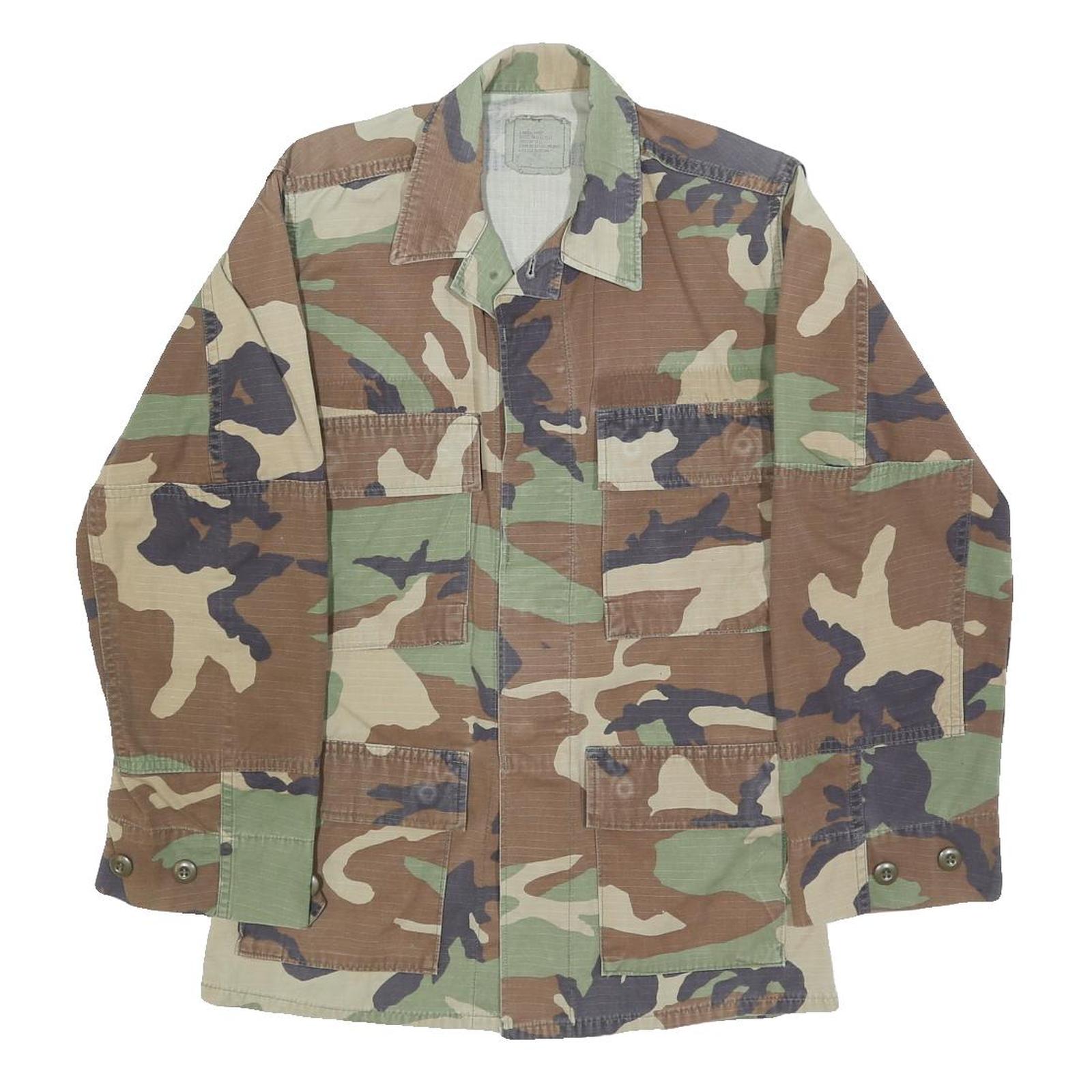 AMERICAN APPAREL Mens Green & Brown Camouflage Military Jacket XS Cotton Blend