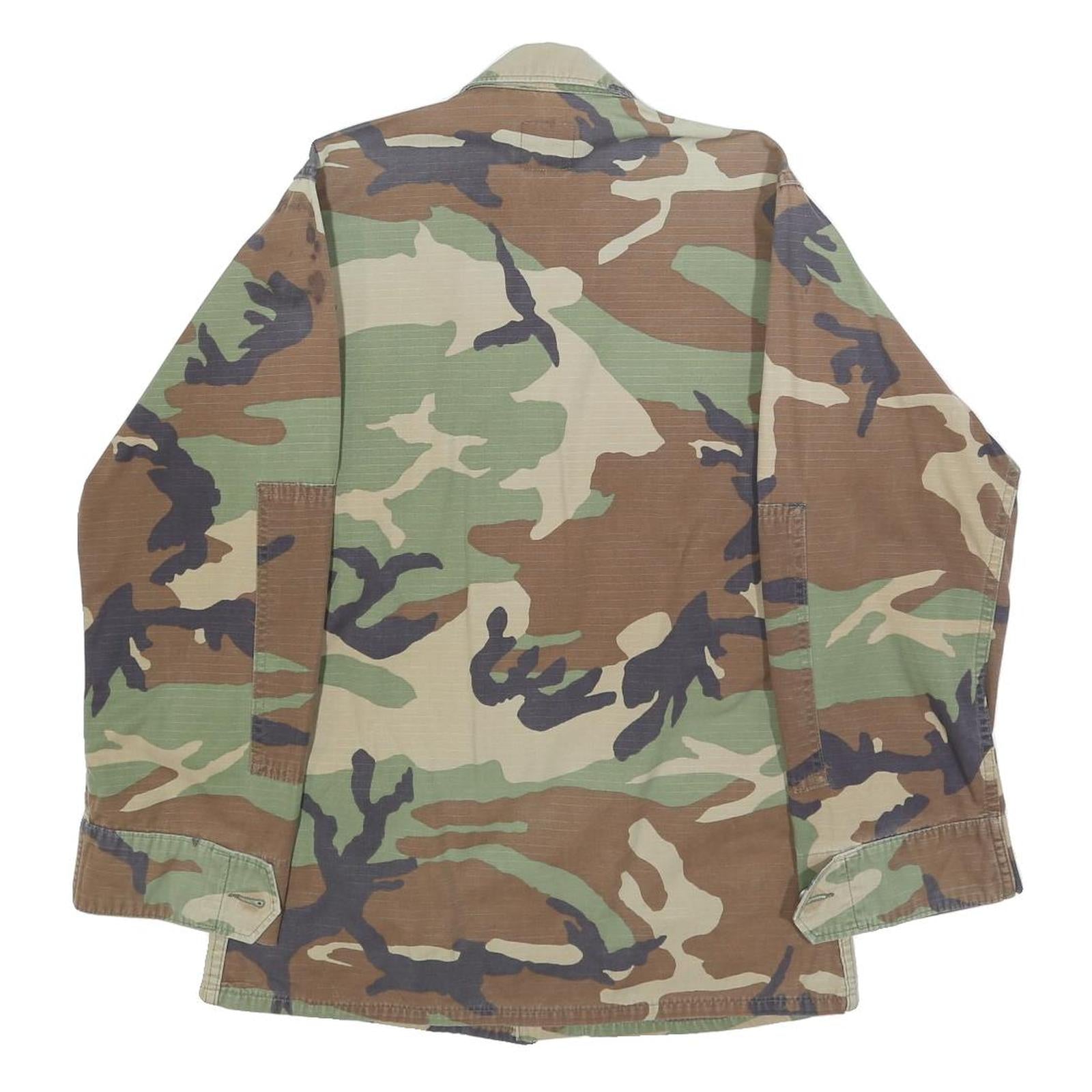 AMERICAN APPAREL Mens Green & Brown Camouflage Military Jacket XS Cotton Blend
