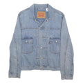 LEVI'S Type II Mens Blue Denim Jacket S Cotton Button Plain Casual Classic Fit