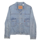 LEVI'S Type II Mens Blue Denim Jacket S Cotton Button Plain Casual Classic Fit