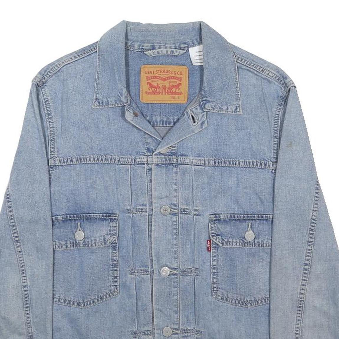 LEVI'S Type II Mens Blue Denim Jacket S Cotton Button Plain Casual Classic Fit