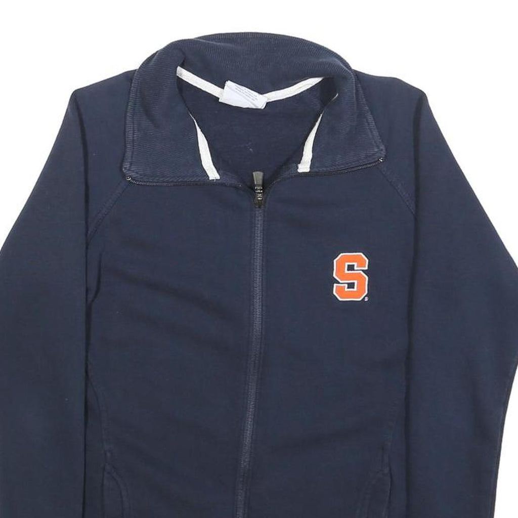 CHAMPION Womens Navy Sweatshirt Zip Collar XS S Logo Sports Casual