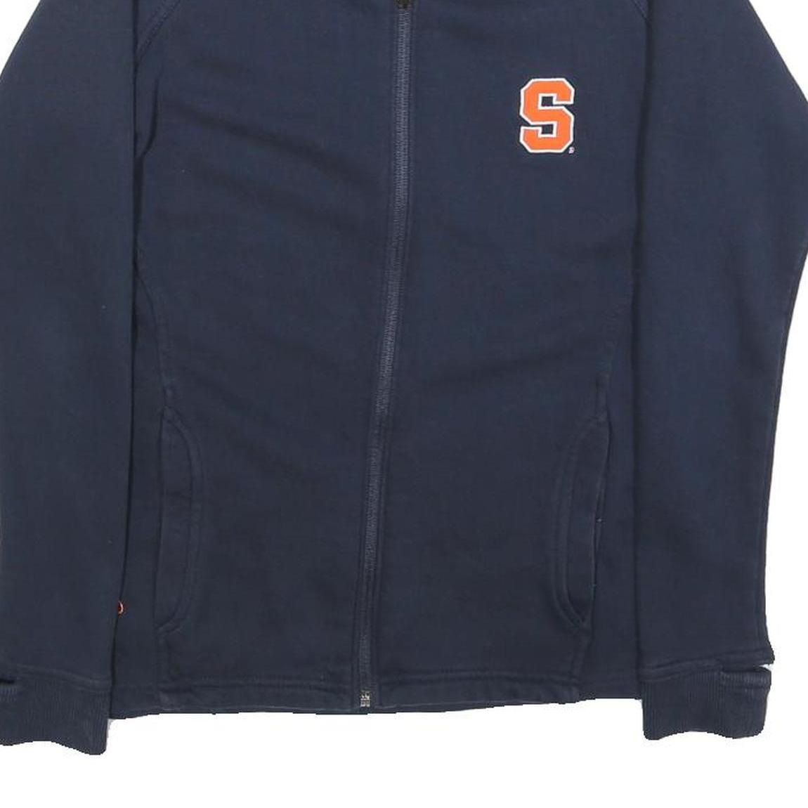 CHAMPION Womens Navy Sweatshirt Zip Collar XS S Logo Sports Casual