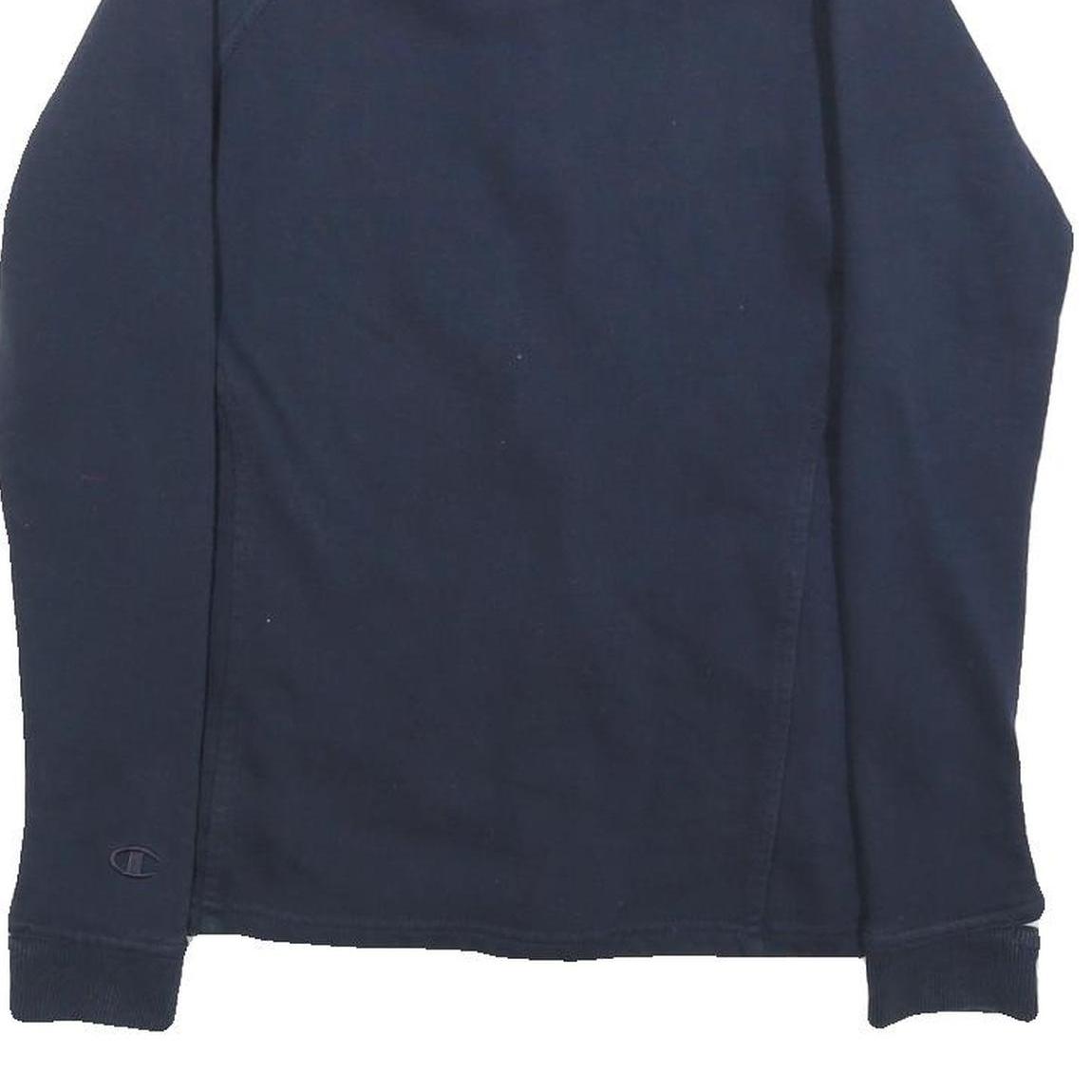 CHAMPION Womens Navy Sweatshirt Zip Collar XS S Logo Sports Casual