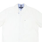 TOMMY HILFIGER Mens White Cotton Blend Short Sleeve Shirt M Classic Button Down