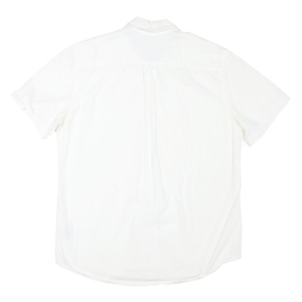 TOMMY HILFIGER Mens White Cotton Blend Short Sleeve Shirt M Classic Button Down